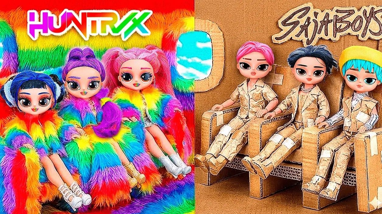 K-Pop Охотницы на Демонов в Картонном и Радужном самолёте! 10 поделок для кукол L.O.L