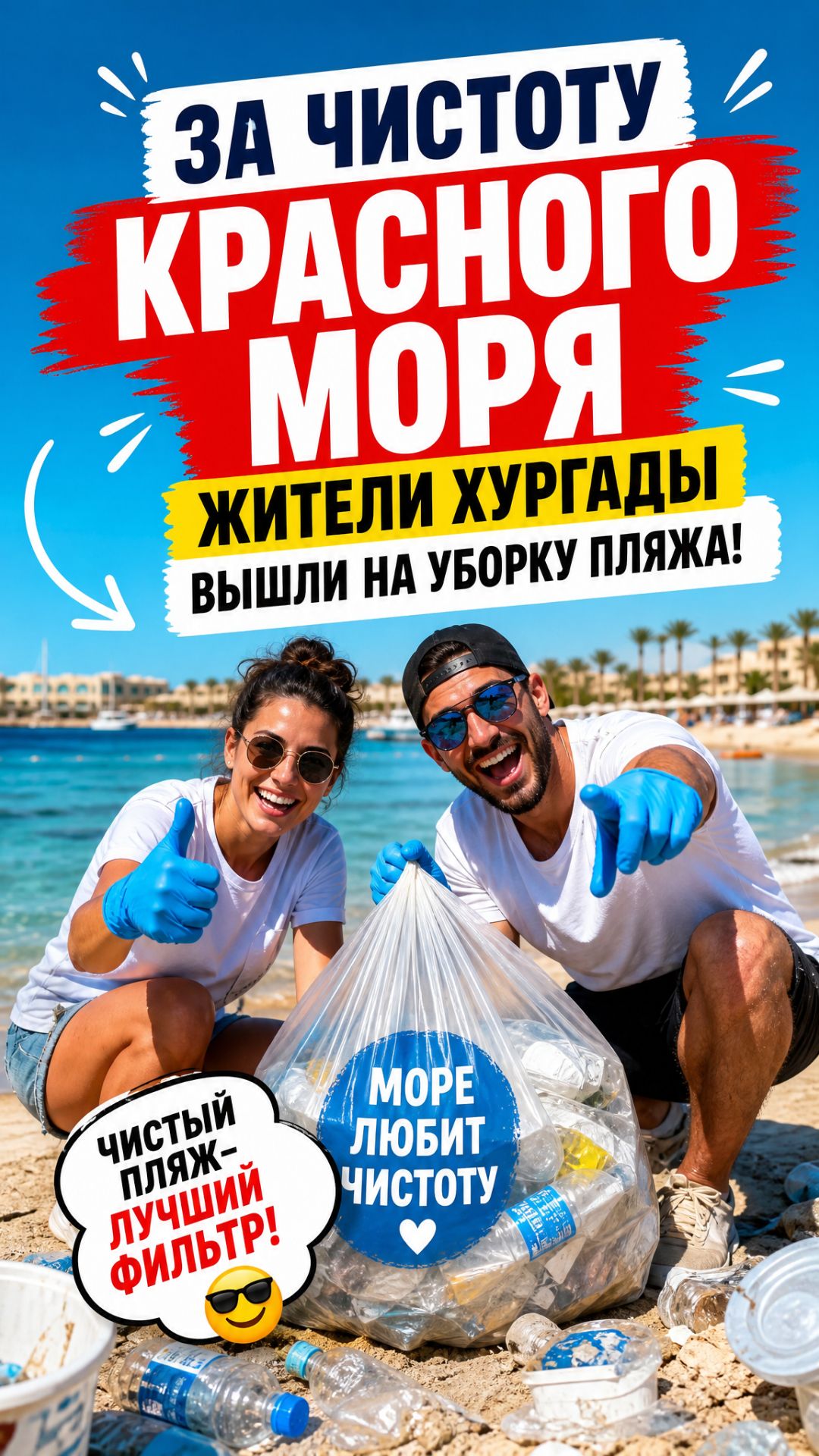 Хургада без мусора: день, когда жители объединились ради пляжа