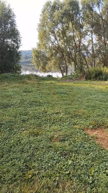Утро,палатки у р Оки.