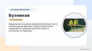 История фамилии Бузников: происхождение, значение и правильное склонение