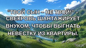 «Твой сын – не твой!» – Свекровь шантажирует внуком, чтобы выгнать невестку из квартиры.