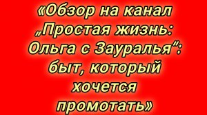 21-08-2026«Обзор на канал „Простая жизнь: Ольга с Зауралья“: быт, который хочется промотать»
