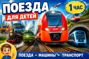 Поезда и городской транспорт для детей — развивающее видео