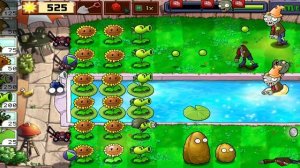 Plants vs zombies:Прохождение Третьего уровня Бассейна