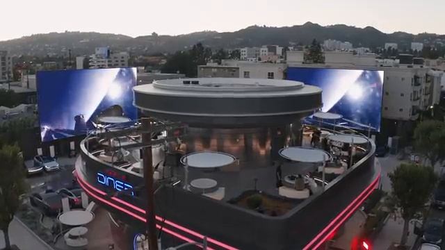 Tesla Hollywood Diner Revealed: Aerial Look At Chargers & Outdoor Movie Theater
