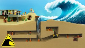 Затопленная алмазная шахта под LEGO-особняком — эксперимент с цунами и прорывом дамбы