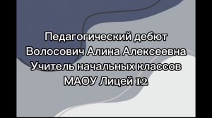 Педагогический дебют. Визитная карточка Волосович А.А.