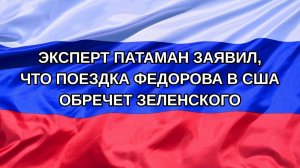 |Н. РФ| Эксперт Патаман заявил, что поездка Федорова в США обречет Зеленского