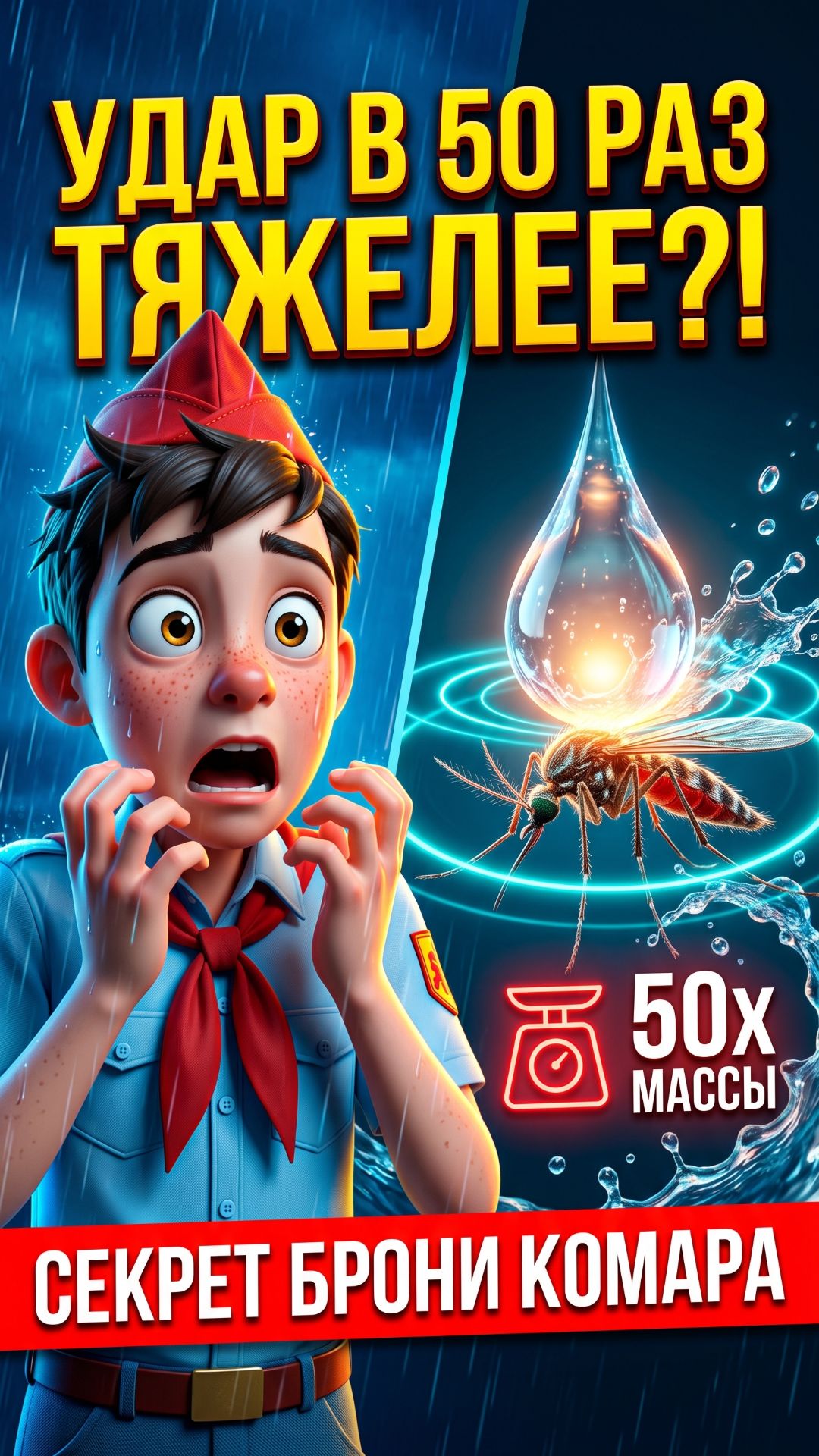 Капля тяжелее комара в 50 РАЗ! Почему дождь его не убивает? 🦟🌧️