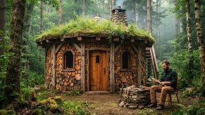 Жизнь в одиночестве в лесу 🌿 Строим современный деревянный дом и сад