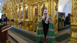 Патриарх Кирилл совершил литургию в Спасо-Преображенском Соловецком монастыре.