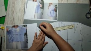 Моделирование. Свободная блуза-оверсайз с горизонтальным подрезом и декором. Выкройка № 2193.
