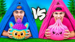 24 ЧАСА В КЕМПИНГЕ СИНИЙ VS. РОЗОВЫЙ !!