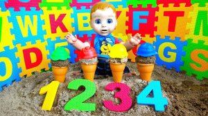 Baby doll learn Colors and numbers with Sand molds