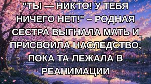 «ТЫ — НИКТО! У ТЕБЯ НИЧЕГО НЕТ!» – РОДНАЯ СЕСТРА ВЫГНАЛА МАТЬ И ПРИСВОИЛА НАСЛЕДСТВО, ПОКА ТА ЛЕЖА
