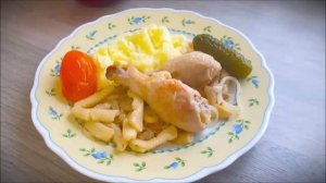 Галушки с луком и курятинкой с пюрешечкой! Домашняя еда Кухня Рецепты  #еда