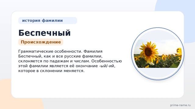 Фамилия Беспечный: происхождение, значение и склонение