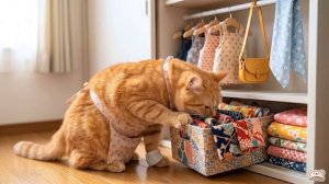 Мама-кошка берёт рыжего котёнка на экскурсию в аквариум и на встречу с гигантскими акулами 🐾🦈