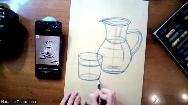 Лунная ночь ч2 Стекло и инжир (масляная пастель)