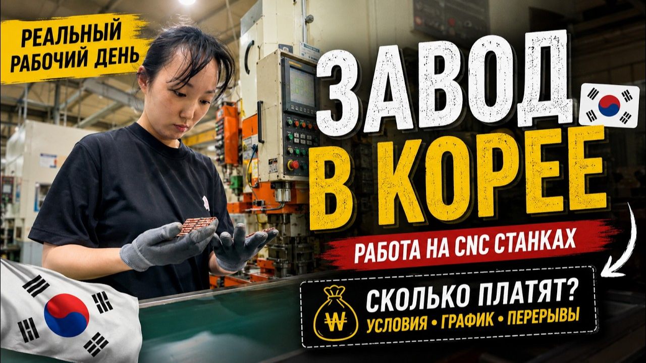КАК ВЫЖИВАЮТ РУССКОЯЗЫЧНЫЕ В ЮЖНОЙ КОРЕЕ: ДЕНЬ НА ЗАВОДЕ В КОРЕЕ  Работа на CNC, зарплата и условия