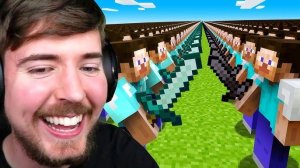 [MrBeast Gaming На Русском] - Война 1000 против 1000 в Майнкрафте!