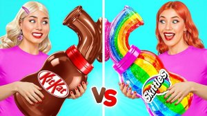 Челлендж. Шоколадная Еда vs Настоящая еда # Сумасшедший Челлендж от Multi DO Girls