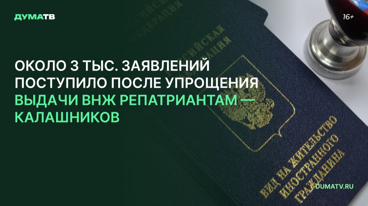 Около 3 тыс. заявлений поступило после упрощения выдачи ВНЖ репатриантам — Калашников
