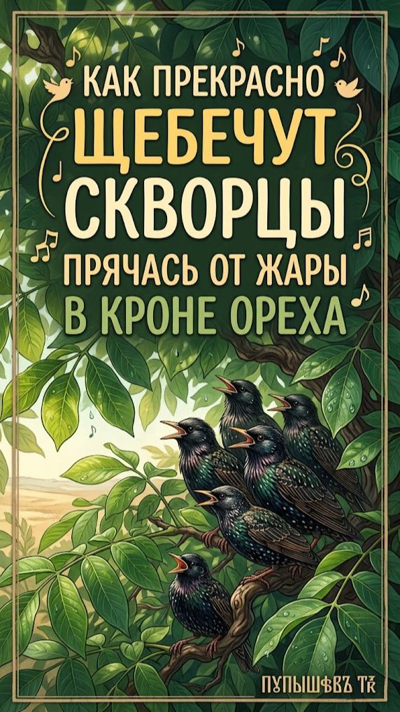 Как прекрасно щебечут скворцы прячась от жары в кроне ореха