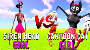 📢 СИРЕНОГОЛОВЫЙ GIRL 📢 против КАРТУН КЭТ GIRL. Кто круче? SIREN HEAD АТАКУЕТ.