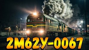 Тепловоз 2М62У-0067 отправляется с грузовым поездом
