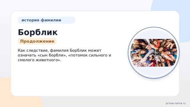 Фамилия Борблик: происхождение, значение и склонение