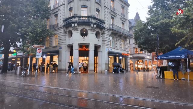 Сильный дождь в Цюрихе ☔ Драматичная прогулка по городу