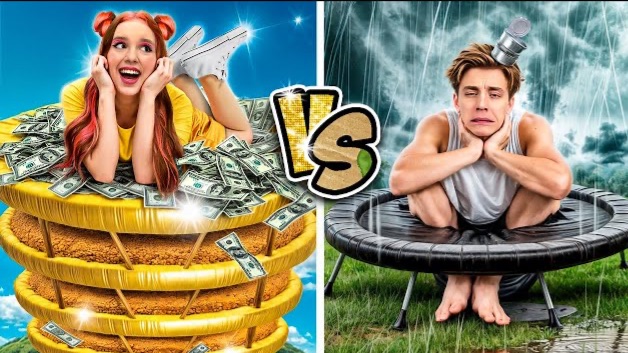 57 БОГАТЫЙ Vs БЕДНЫЙ БАТУТ ! Влад Бумага А4 Видео Влада Влад а4 Бумага а4 А 4