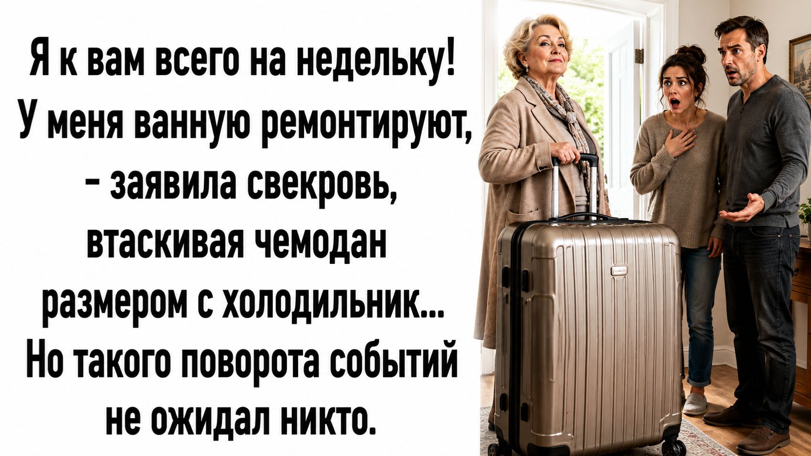 Истории из жизни | Я к вам всего на недельку! - заявила свекровь, втаскивая чемодан | Аудиорассказы