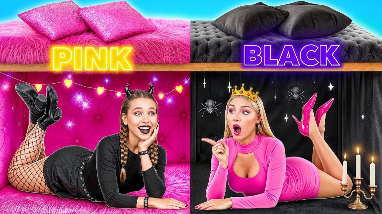 Секретные Домики под Кроватью # Розовое или Черное Челлендж от Multi DO Girls
