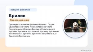 Фамилия Брилик: происхождение, значение и склонение