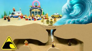 Затопление пещеры вызывает провал кафе Lego City — эксперимент с цунами и прорывом дамбы