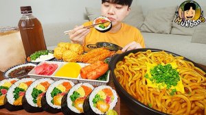 МУКБАНГ — Острый сырный рамён с карри, кимбап и кимчи