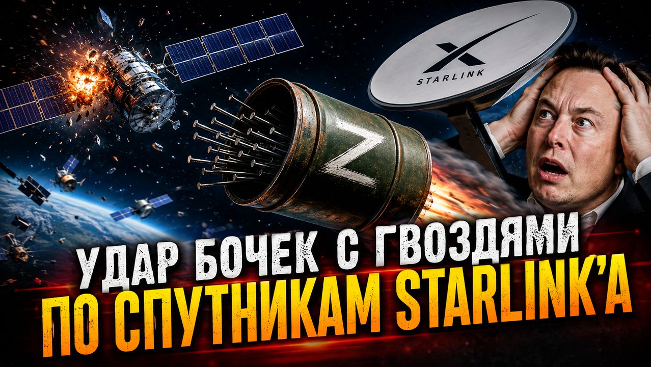 Удар Бочек с гвоздями по спутникам русского Starlinка