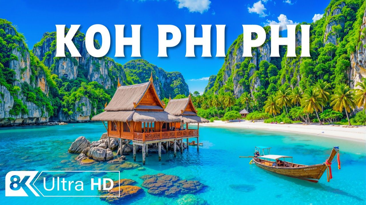 Кадры с беспилотника Koh Phi Phi  бирюзовые бухты известняковые скалы и рай на тропическом острове