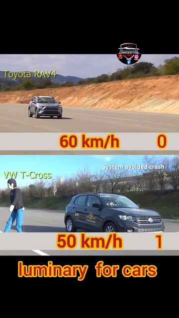 #اختبار اختبار الكبح التلقائي #تويوتا تويوتا#راف_فور #vs Vs#فولكس_واجن فولكس تي كروس #shorts