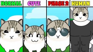 Мой Sprunki OC: Кот Дам Дам Диди Диди — обычный 🐱 vs милый 🥰 vs Фаза 2 👹 vs человек 🧑 | Все фазы