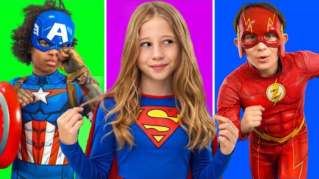 Nastya shows how to become a superhero.