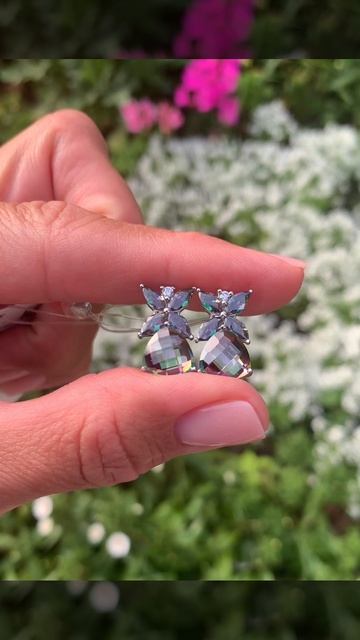 Мистик серебряные серьги #мистик кварц