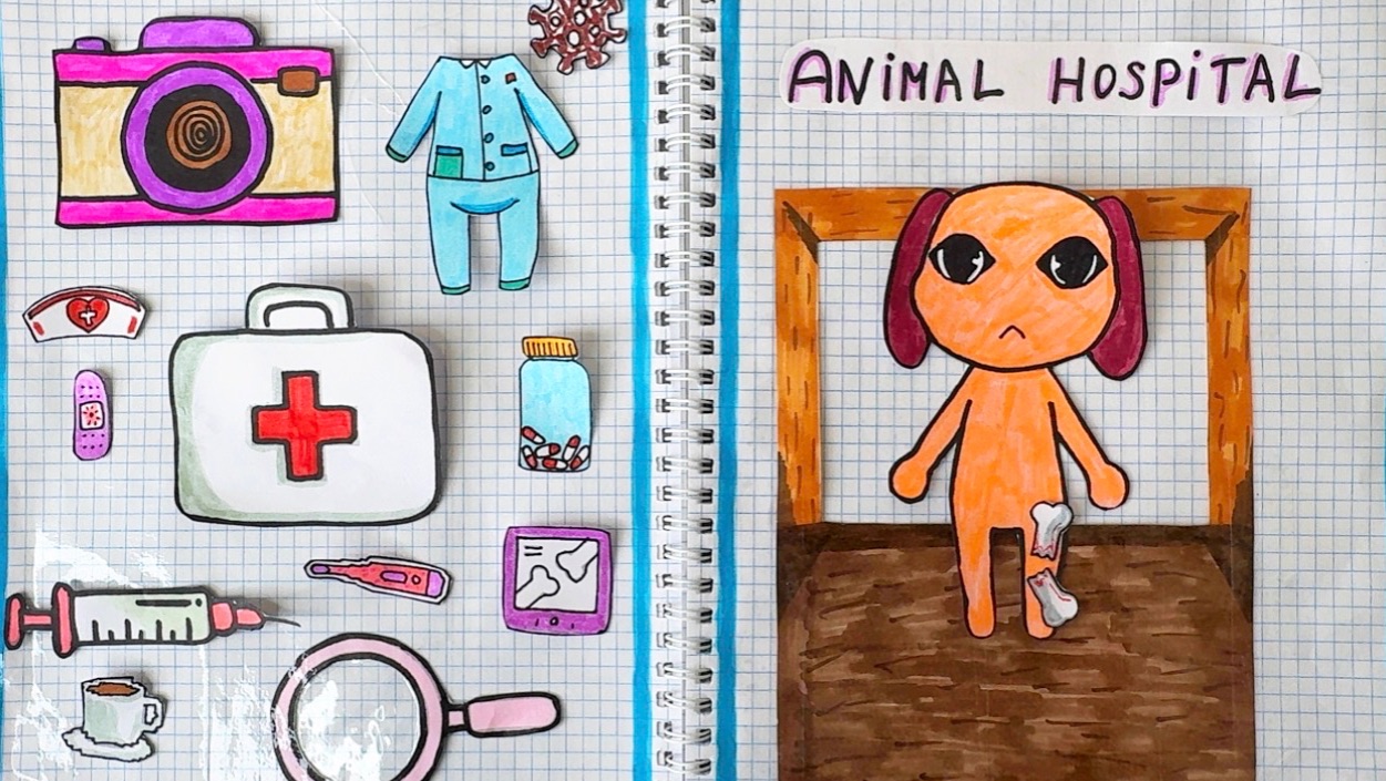 ANIMAL HOSPITAL 🔥 TUTORIAL PAPER BOOK 🔥 /ASMR /DIY