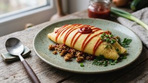 Омурайсу (японский омлет с жареным рисом)