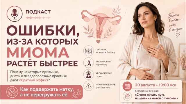 Подкаст 🎧 «Ошибки, из-за которых миома растёт быстрее»