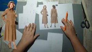 Моделирование. Платье-рубашка макси с асимметричным подрезом и сборкой. Выкройка № 2194.