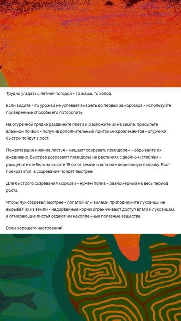 Ускоряем созревание овощей