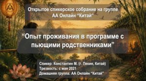 Опыт проживания в программе с пьющими родственниками (Константин М., Пекин, КНР)
